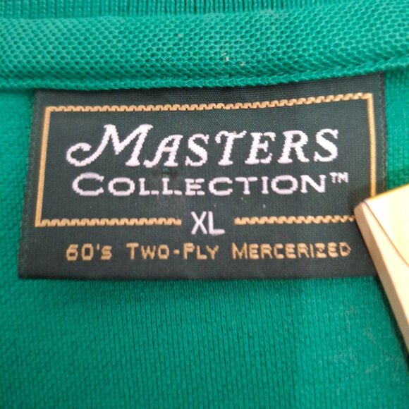 Masters Collection XL Polo Shirt Green 60s Two-Ply Mercerized Cotton Vintage - Picture 3 of 8
